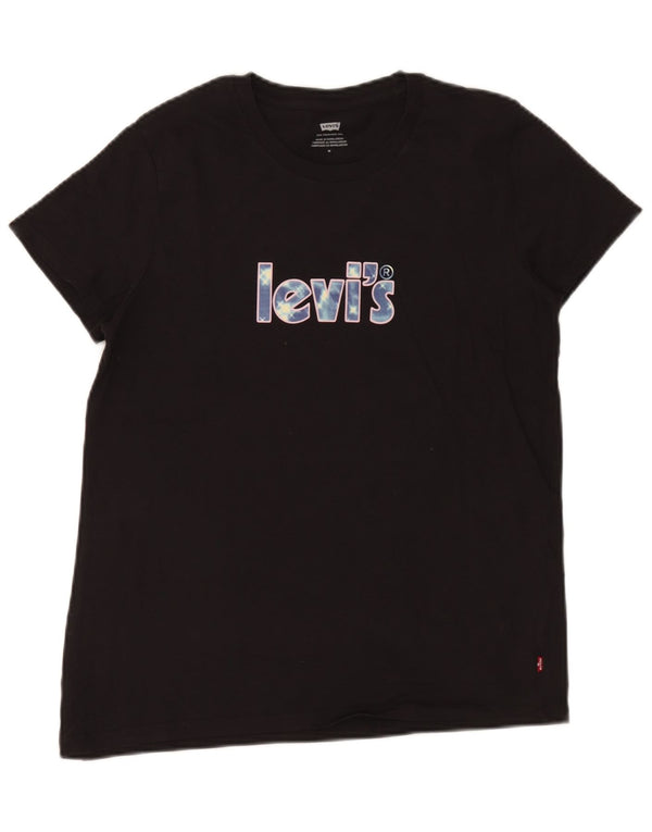 Levi's Womens Graphic T-Shirt Top UK 12 Medium Black Cotton