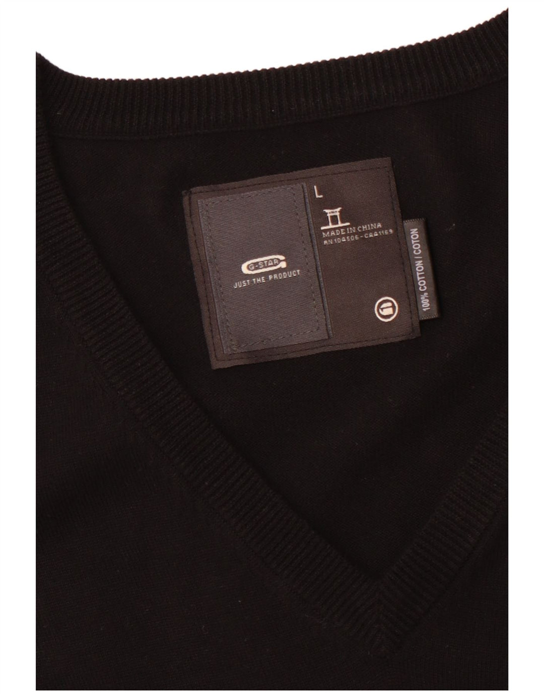 G-STAR muški džemper s V-izrezom, veliki crni pamuk