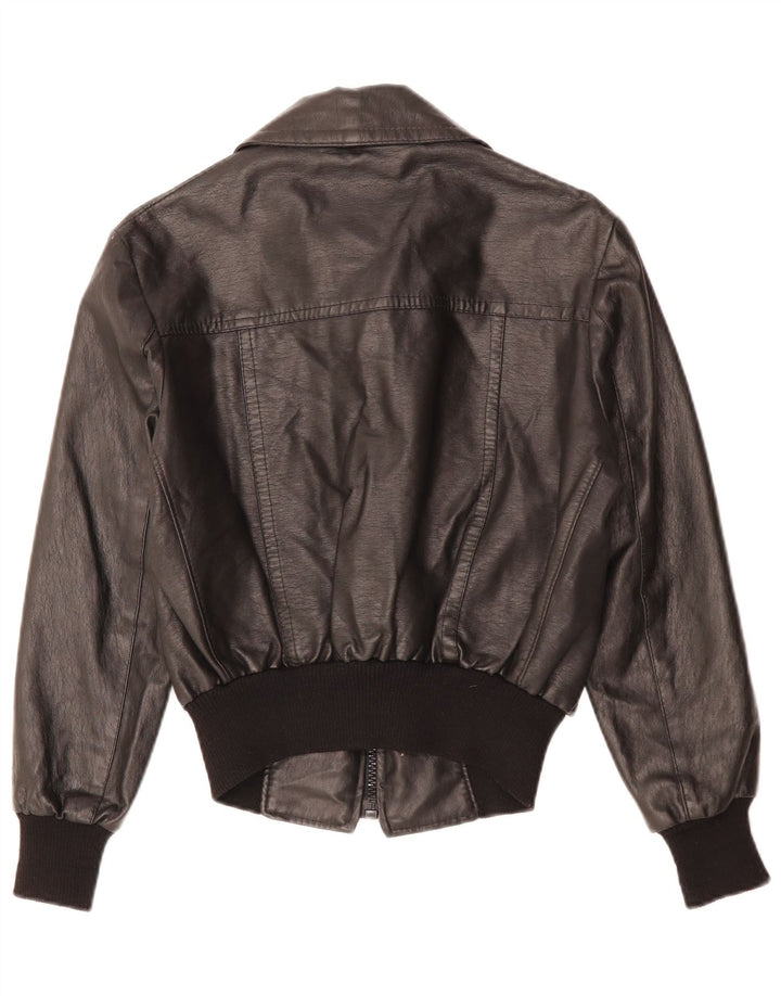 VINTAGE ženska kožna jakna UK 12 srednje crna