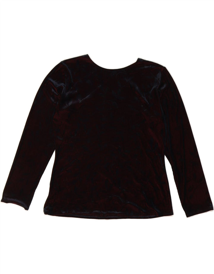 VINTAGE Womens Top Long Sleeve EU 40 Medium Burgundy Floral Polyester Vintage Vintage and Second-Hand Vintage from Messina Hembry 
