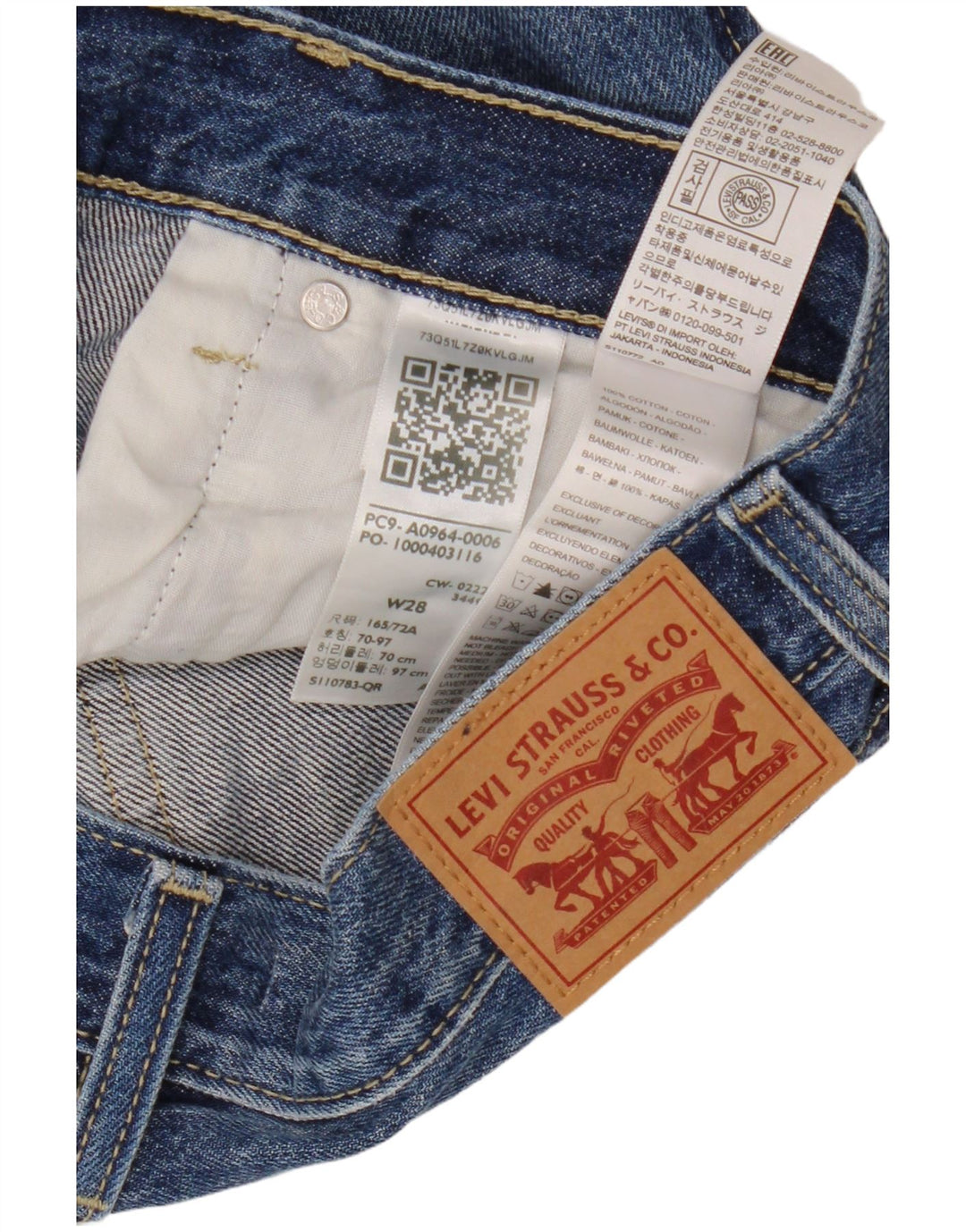 LEVI'S ženske niske profesionalne ravnomjerne traperice W28 L31, plavi pamuk