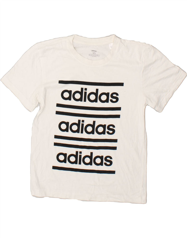 ADIDAS Mens Graphic T-Shirt Top XS White Vintage Adidas and Second-Hand Adidas from Messina Hembry 