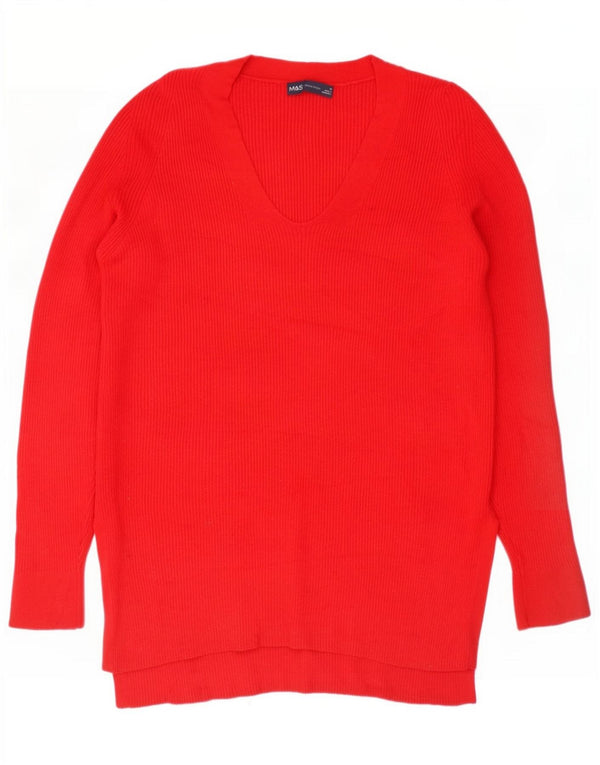 Marks & Spencer ženski veliki džemper s V-izrezom UK 10 Small Red