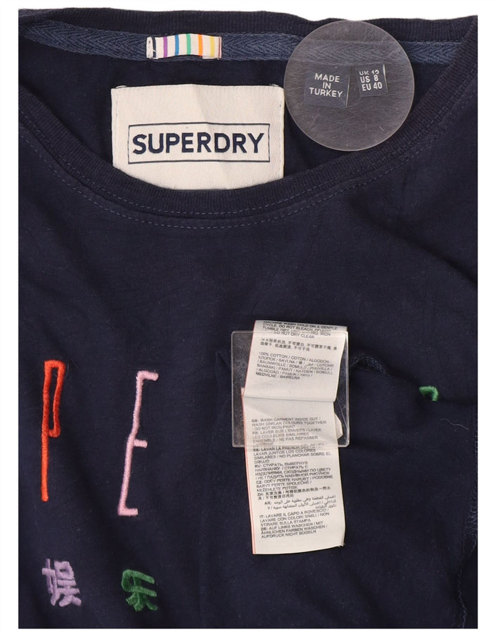 Superdry ženska majica kratkih rukava s grafičkim motivima UK 12 Srednje tamnoplavi pamuk