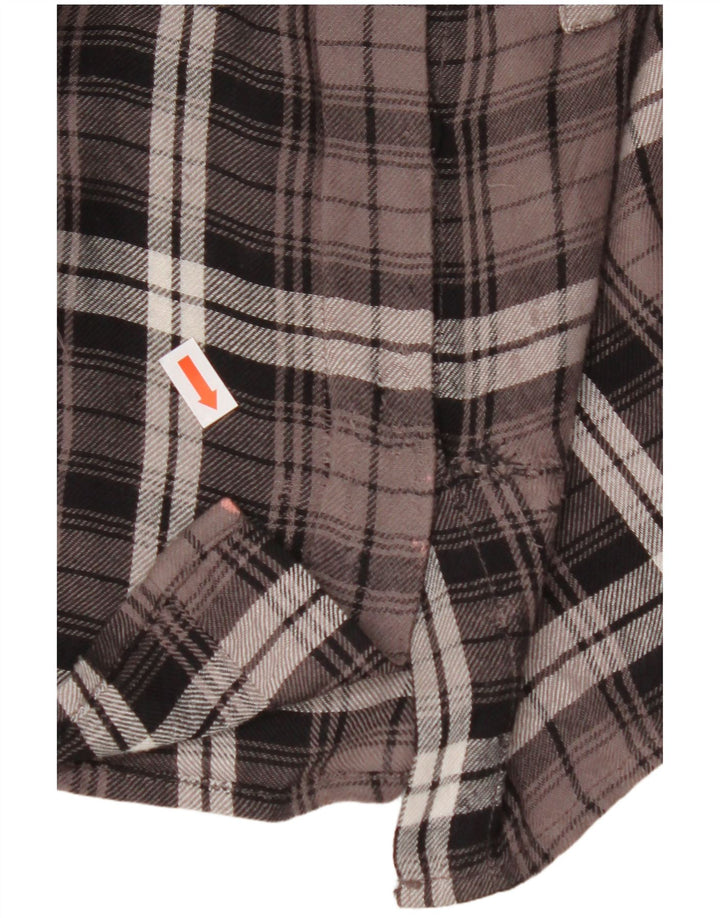 BENETTON ženska prevelika košulja od flanela UK 10 Mala smeđa karirana viskoza