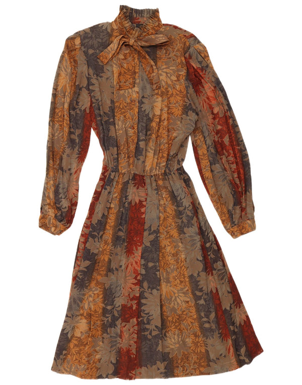 Fiorella Rubino ženska maksi haljina dugih rukava UK 14 srednje smeđa cvjetna