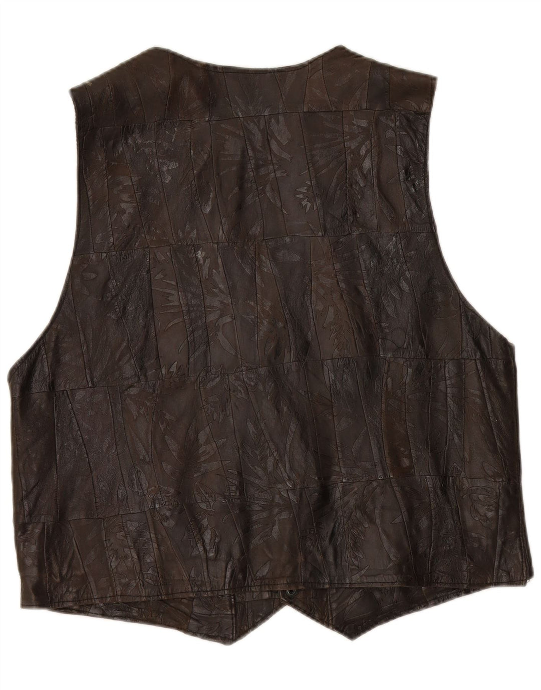 VINTAGE muški kožni prsluk 2XL smeđi patchwork