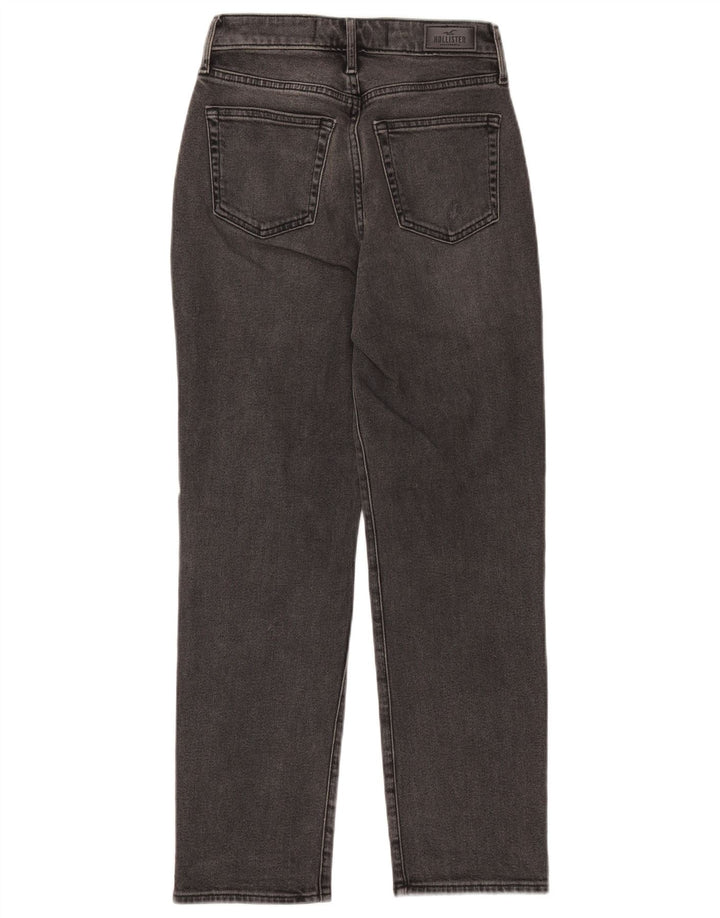 HOLLISTER Ženske ravne traperice visokog struka W25 L27, crni pamuk