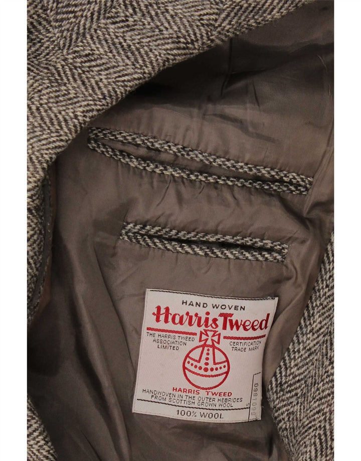 Harris Tweed Muški sako sa 2 gumba UK 40 Velika siva vuna riblja kost