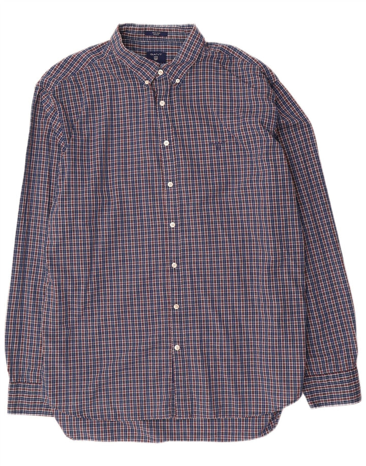 Gant muška košulja standardnog kroja, veličina 47/48 3XL, plavi karirani pamuk