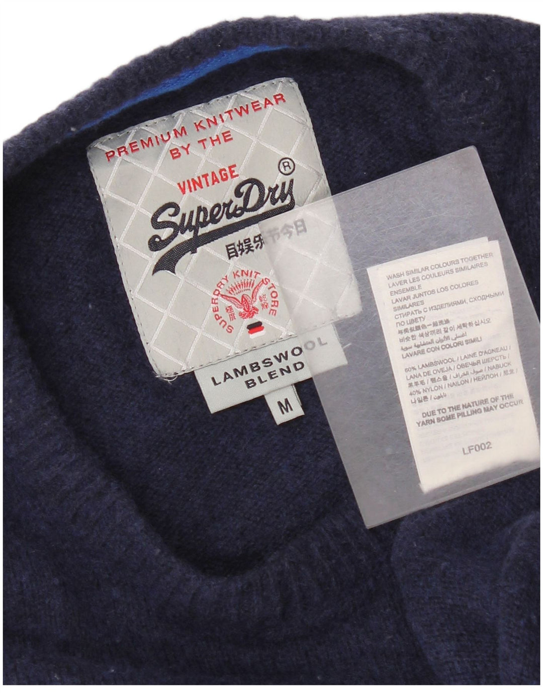 Superdry muški džemper s okruglim izrezom srednje tamnoplave vune