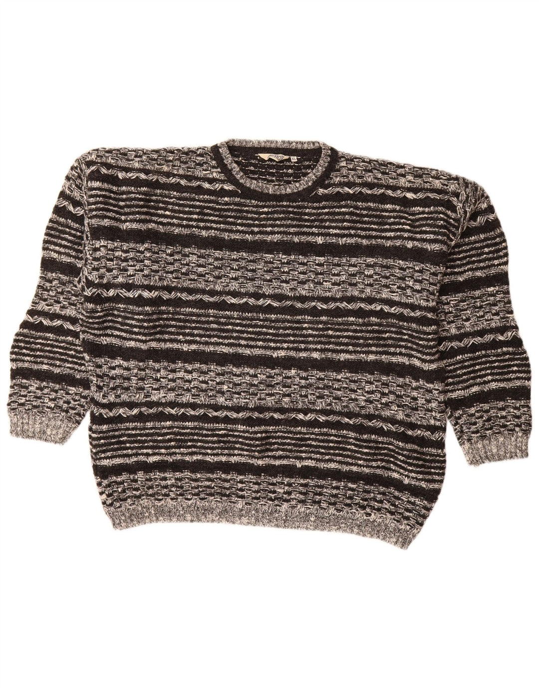VINTAGE muški džemper s okruglim izrezom XL crne geometrijske vune
