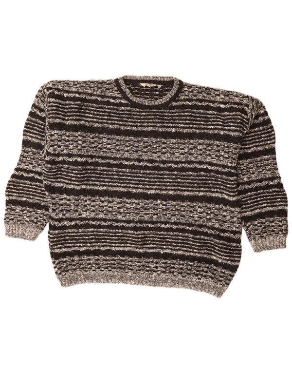 VINTAGE muški džemper s okruglim izrezom XL crne geometrijske vune