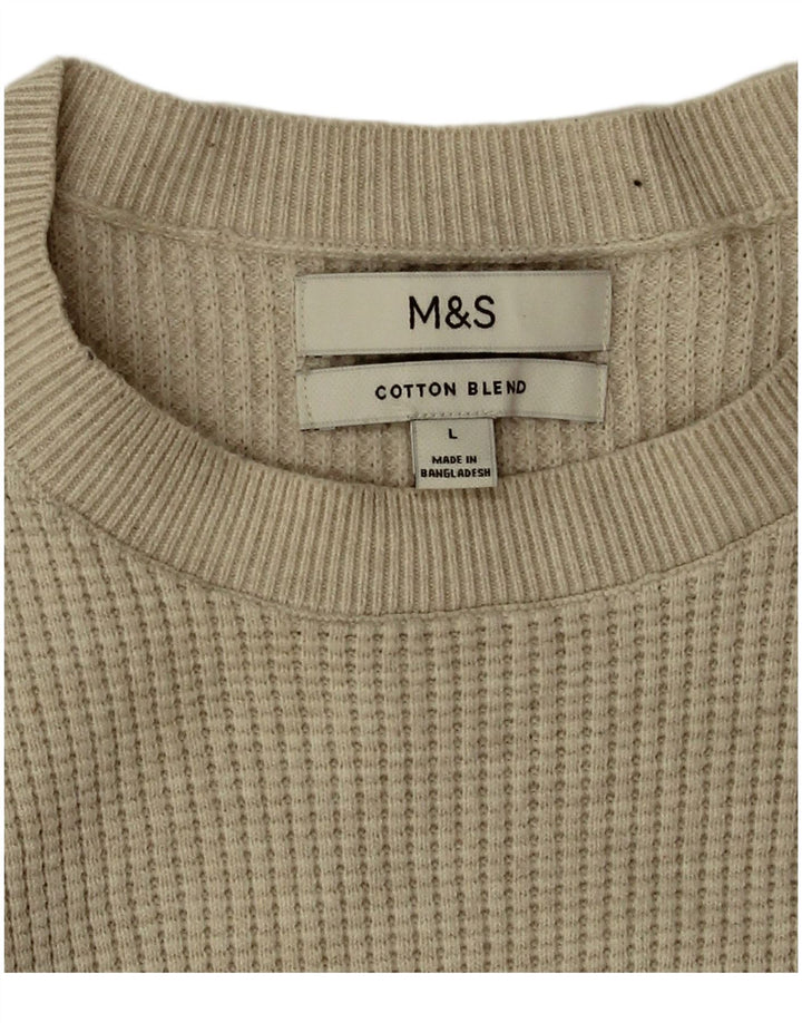 Marks & Spencer muški pulover s okruglim izrezom, veliki bež poliester