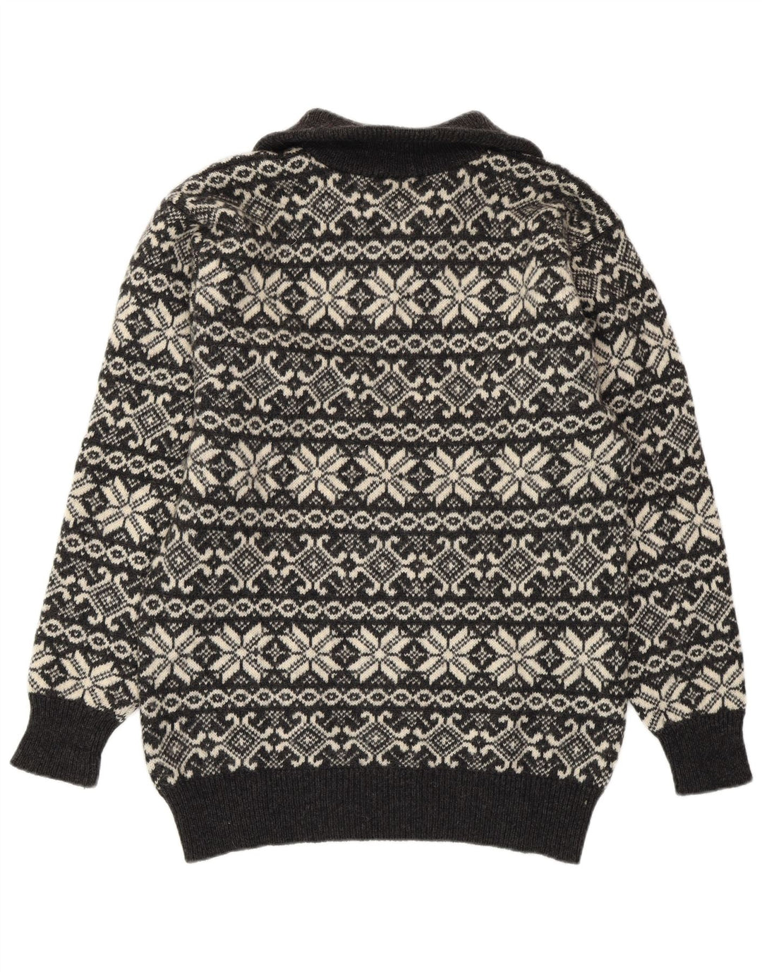 ANGELO LITRICO Ženski pulover s izrezom s patentnim zatvaračem UK 16 Large Grey Fair Isle