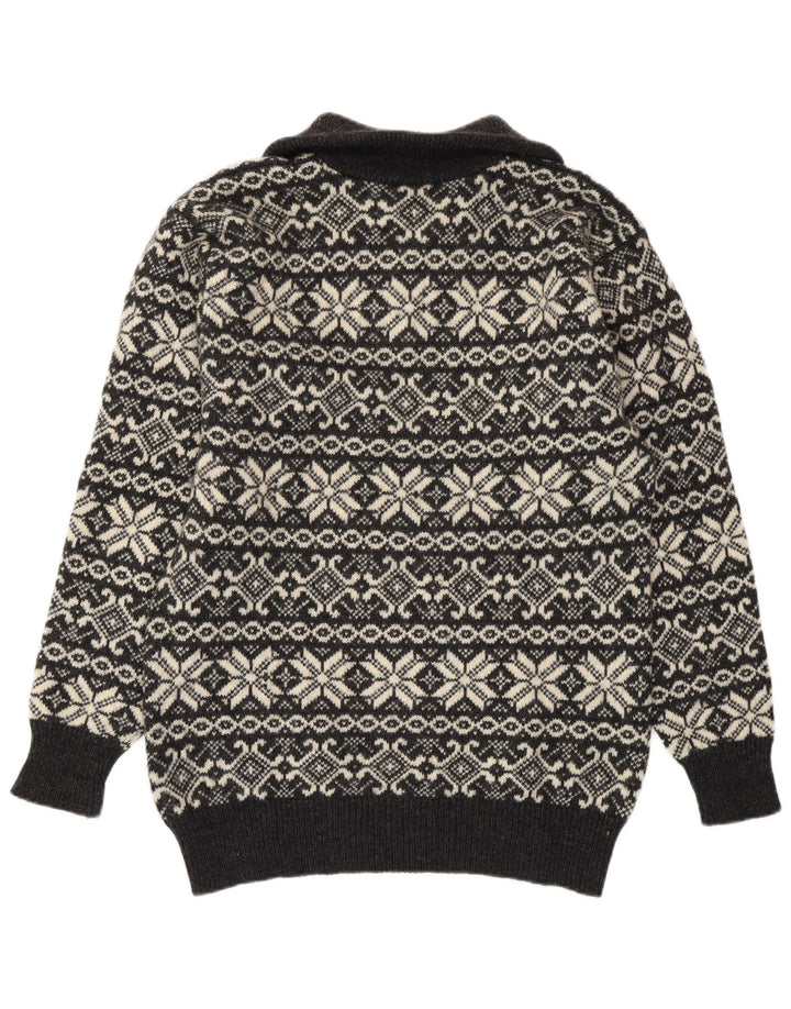 ANGELO LITRICO Ženski pulover s izrezom s patentnim zatvaračem UK 16 Large Grey Fair Isle