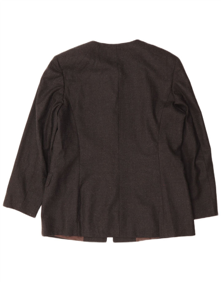 Vintage ženska dugačka jakna sako s 4 gumba IT 48 XL siva vuna