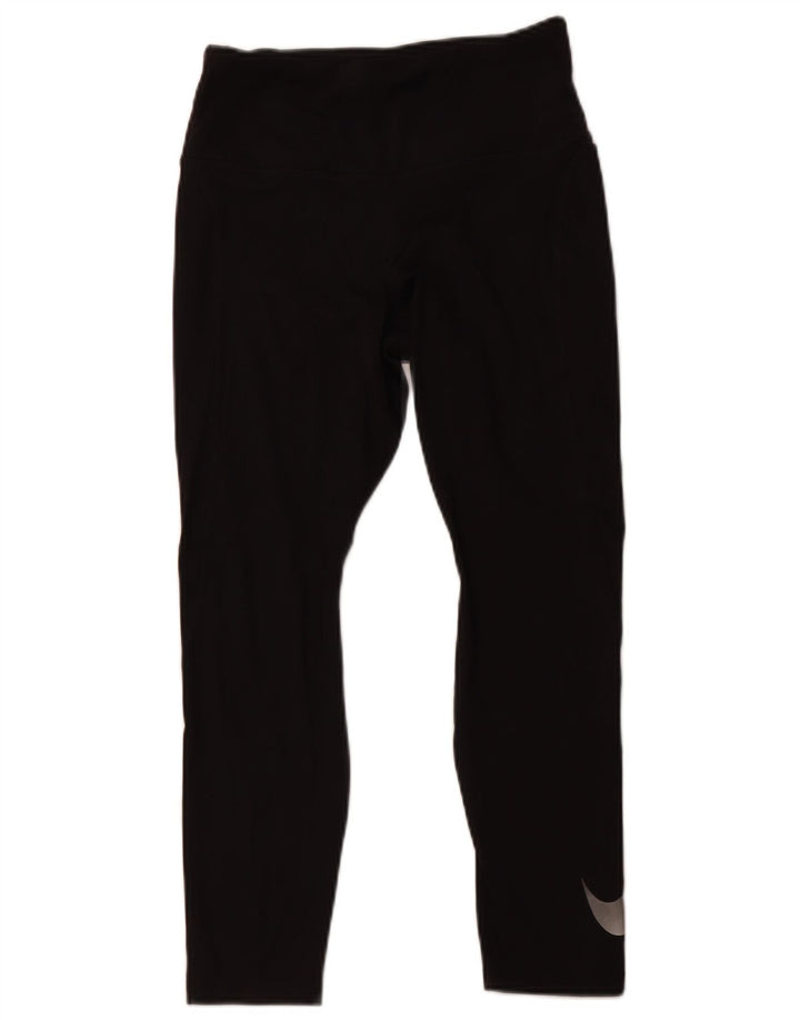 NIKE Ženske Dri Fit Crop Leggings UK 12 Srednji crni poliester