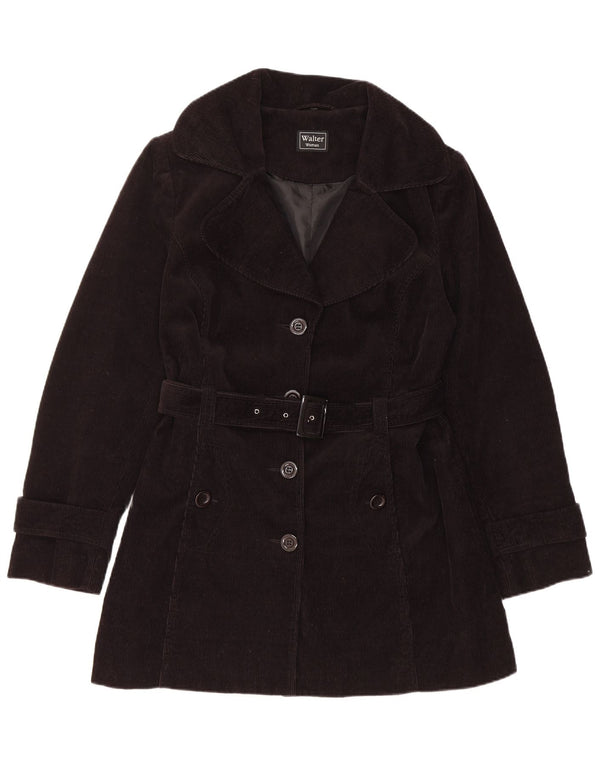 Vintage ženski kaput od samta IT 42 srednje crni pamuk