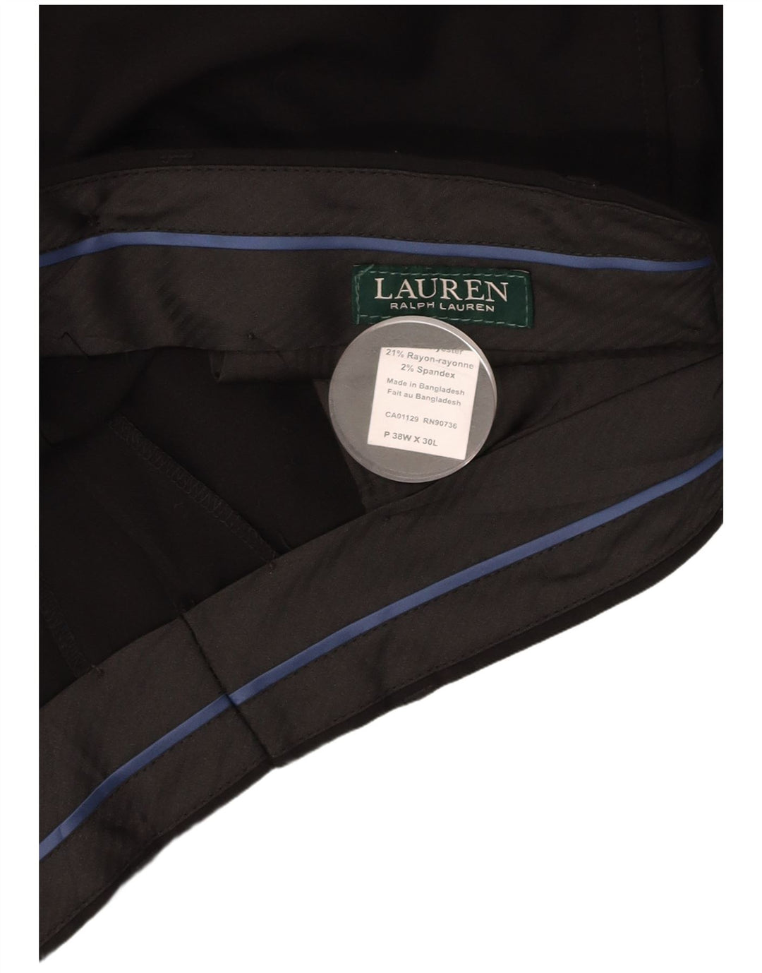 RALPH LAUREN Muške hlače ravnog odijela W38 L30 crni poliester