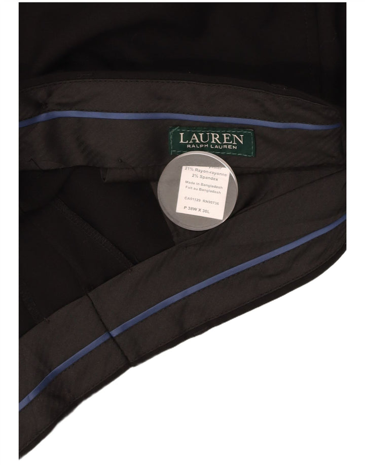 RALPH LAUREN Muške hlače ravnog odijela W38 L30 crni poliester