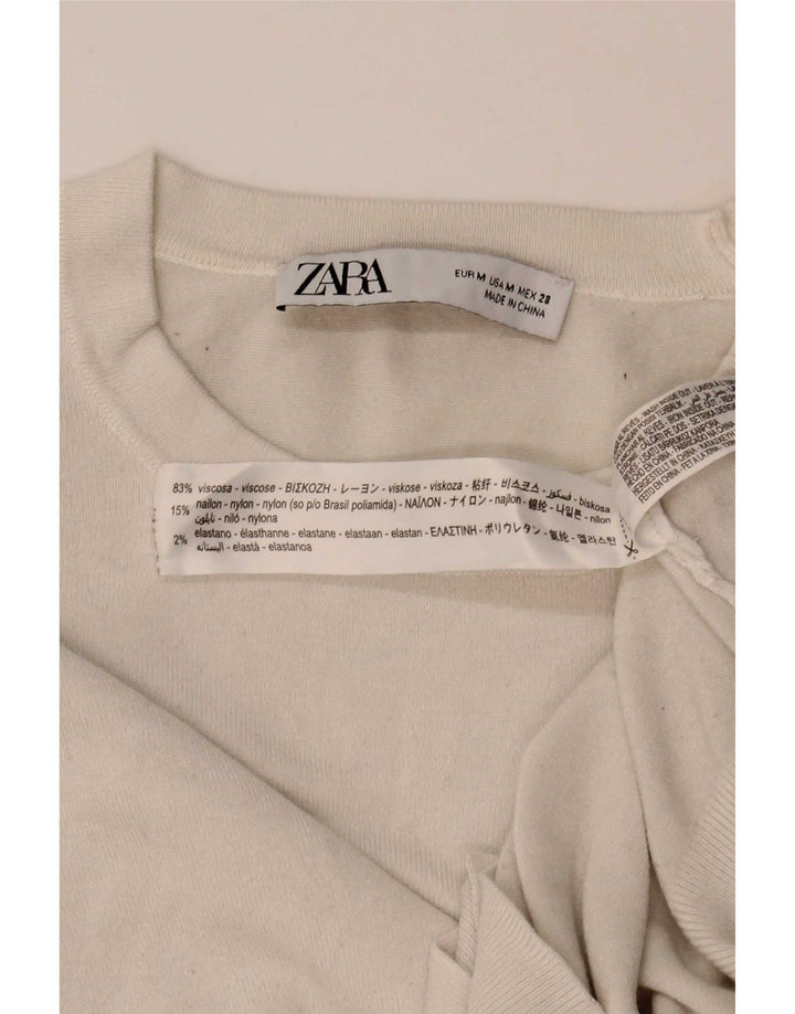 Zara ženski džemper s okruglim izrezom UK 12 srednje bijele viskoze