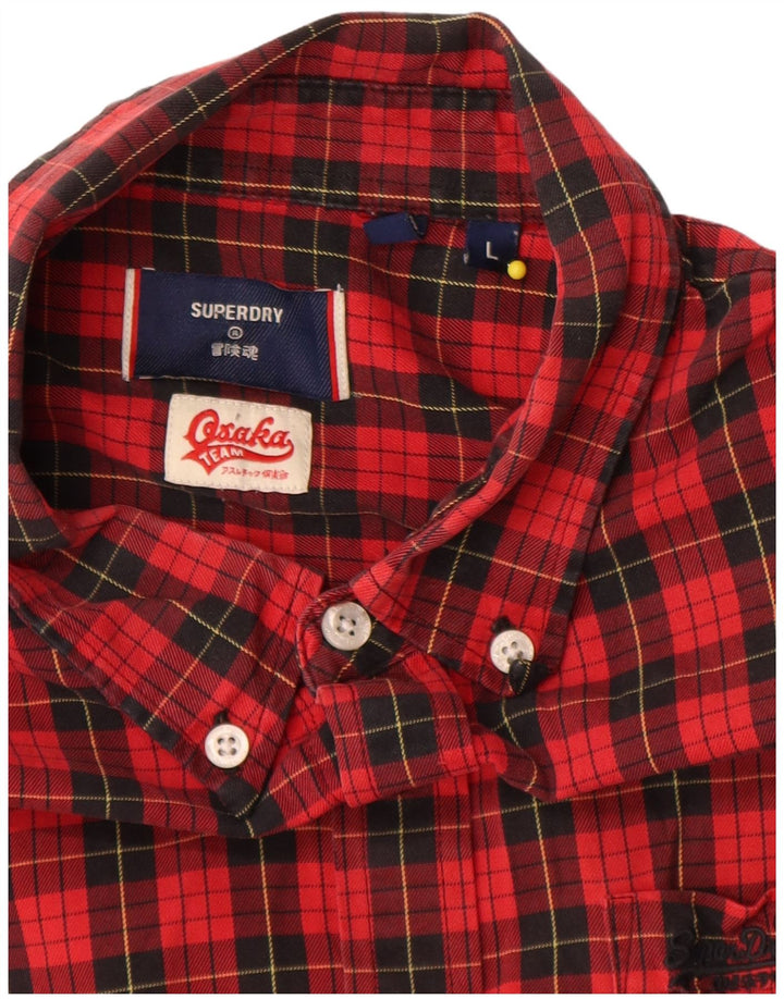 Superdry muška flanelska košulja, veliki crveni karirani pamuk