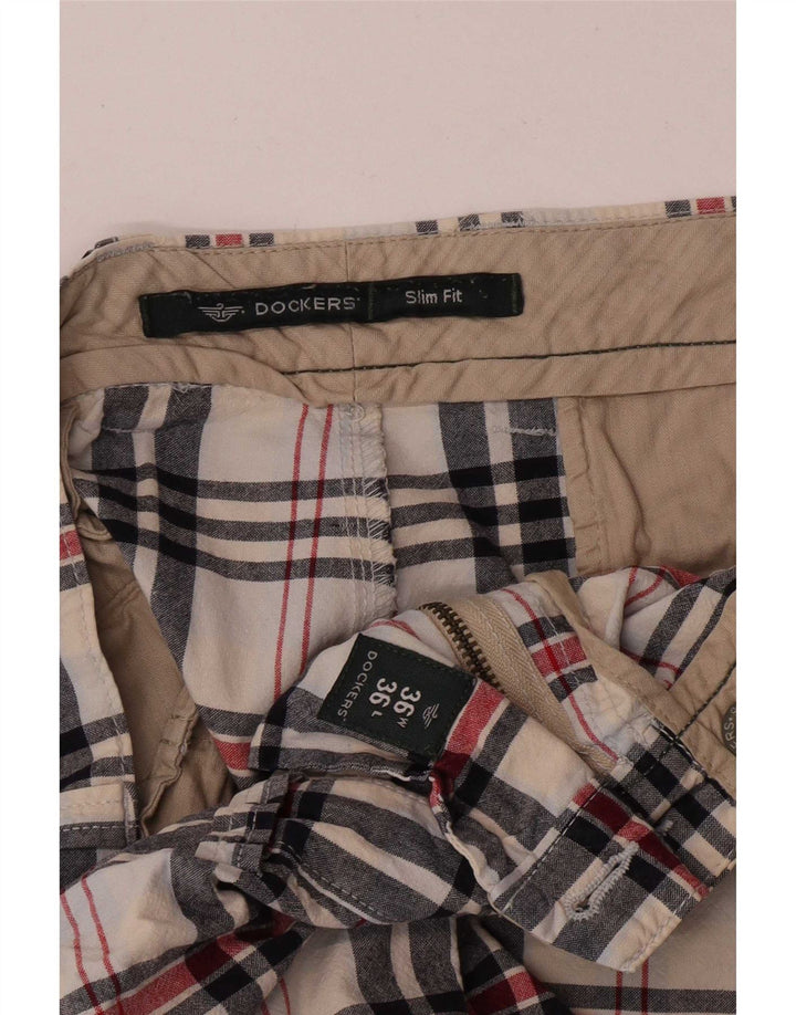 Dockers muške kaki hlače uskog kroja ležerne kratke hlače W36 veliki šareni karirani