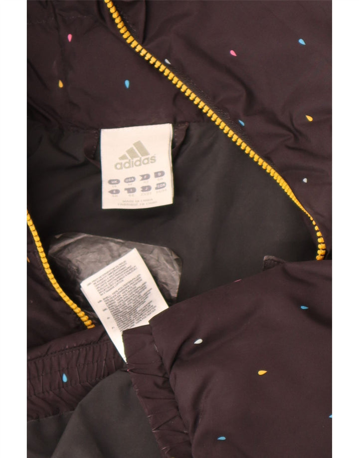 Adidas ženska podstavljena jakna s kapuljačom UK 14 Srednji crni poliester na točkice