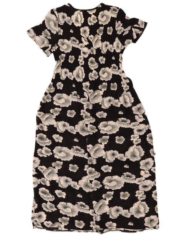 Vintage ženska haljina A-kroja UK 10 Mala crna cvjetna