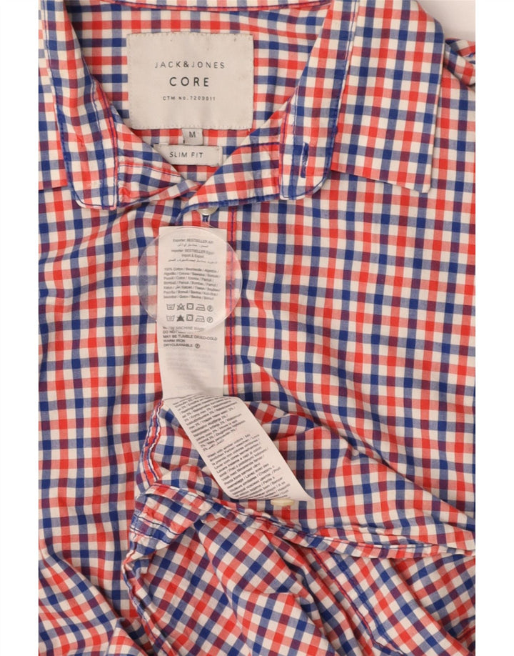 JACK & JONES Mens Core Slim Fit Short Sleeve Shirt Medium Red Gingham