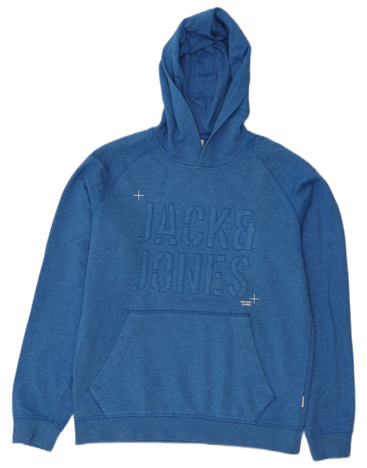 Jack & Jones muška majica s kapuljačom s kapuljačom srednje plave boje, pamuk