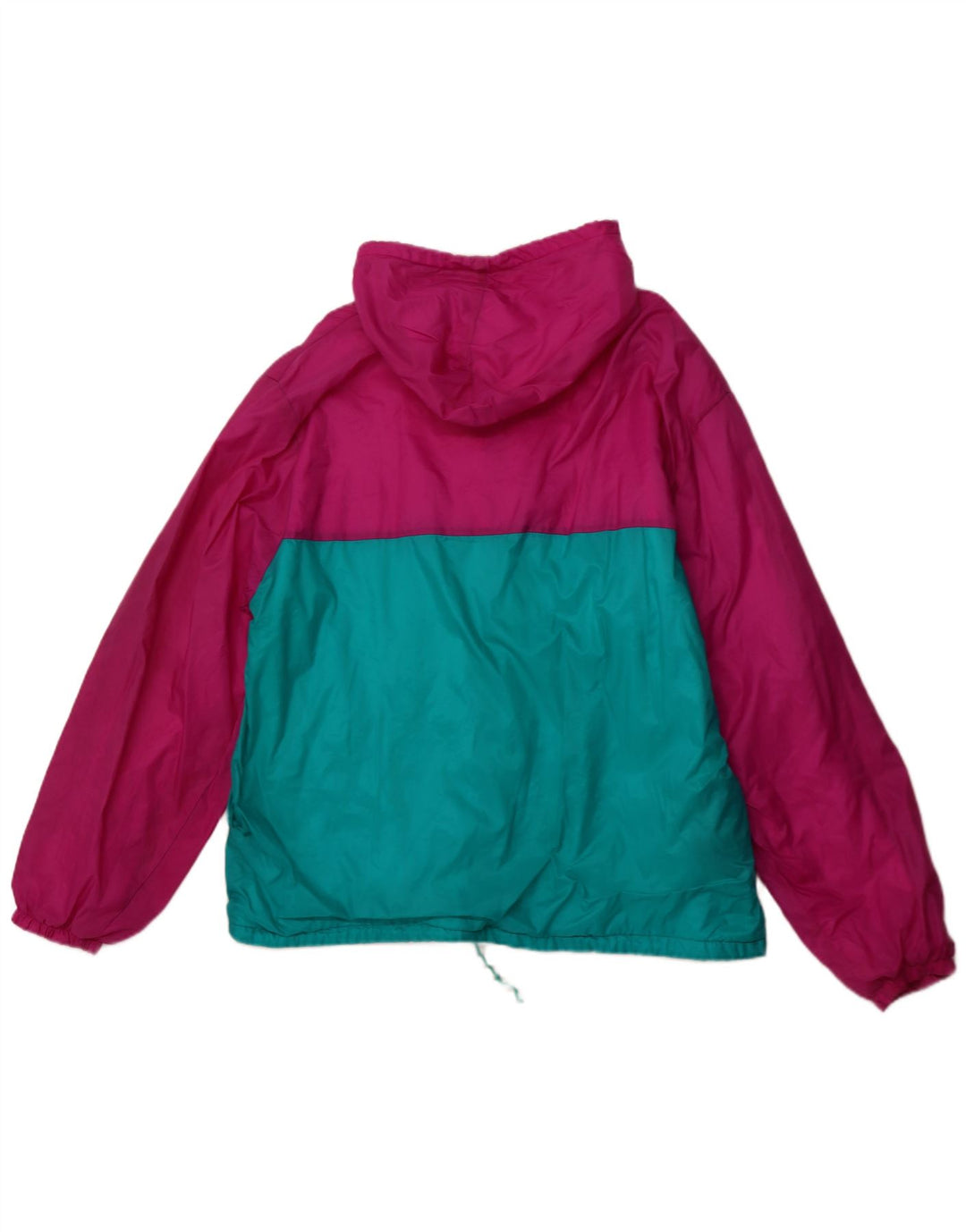 VINTAGE muška kišna jakna s kapuljačom UK 42 XL ružičasti poliamid u blokovima boja