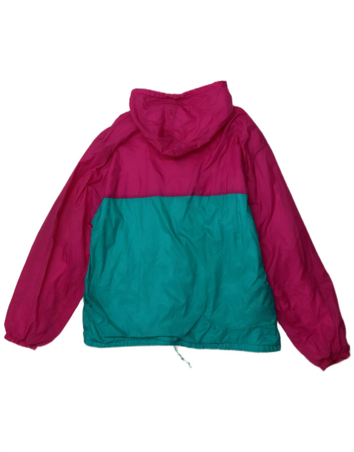 VINTAGE muška kišna jakna s kapuljačom UK 42 XL ružičasti poliamid u blokovima boja