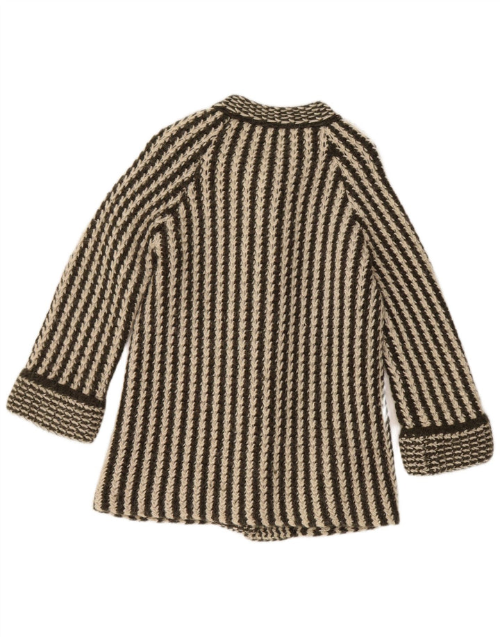 VINTAGE ženski džemper s 3/4 rukavima UK 14 srednje zelene pruge