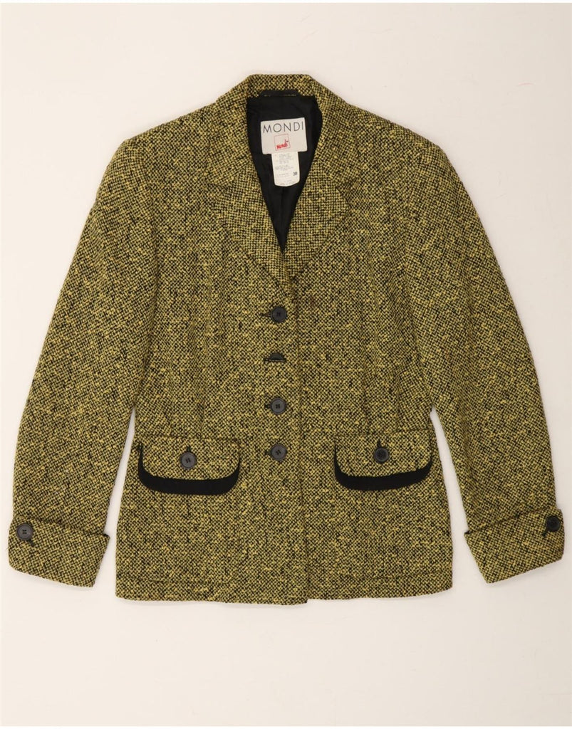 MONDI Womens 4 Button Blazer Jacket EU 38 Medium Yellow Flecked Wool Vintage Mondi and Second-Hand Mondi from Messina Hembry 
