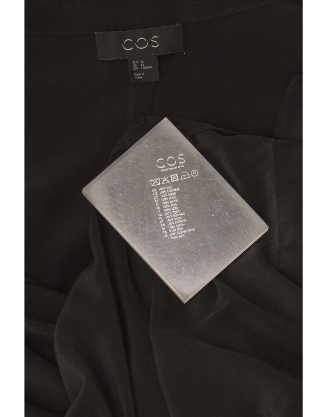 Cos ženska duga haljina dugih rukava EU 42 velika crna svila