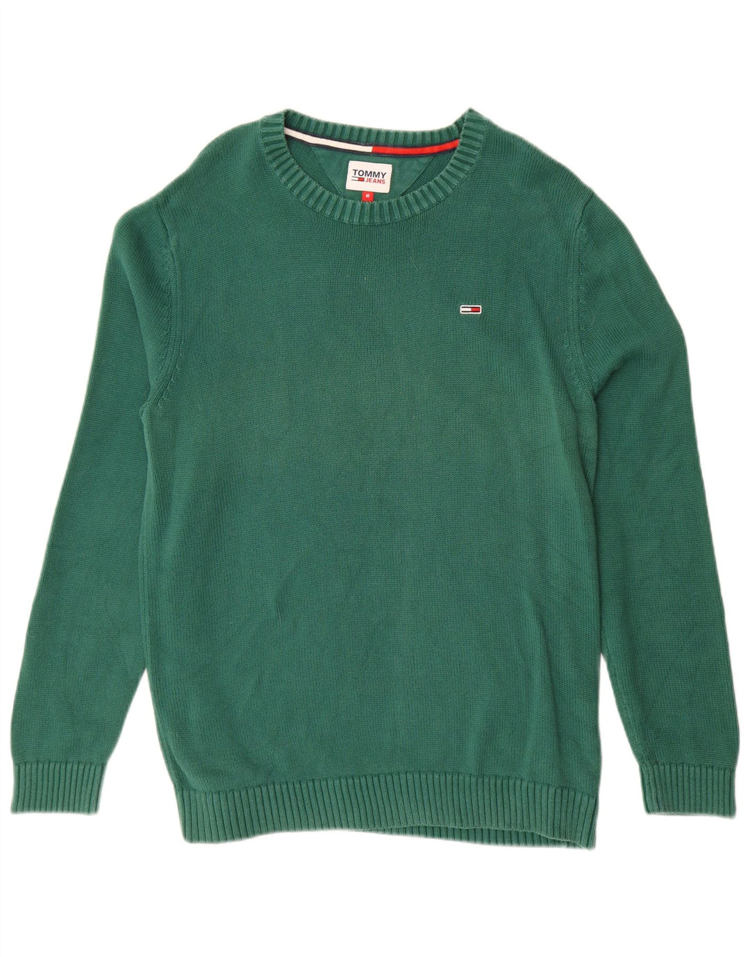 TOMMY HILFIGER Muški džemper s okruglim izrezom Srednje zeleni pamuk