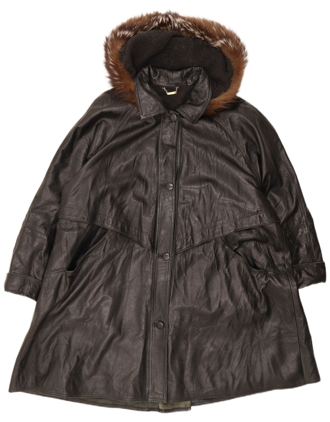 Braschi veliki kožni kaput s kapuljačom IT 46 Large Black
