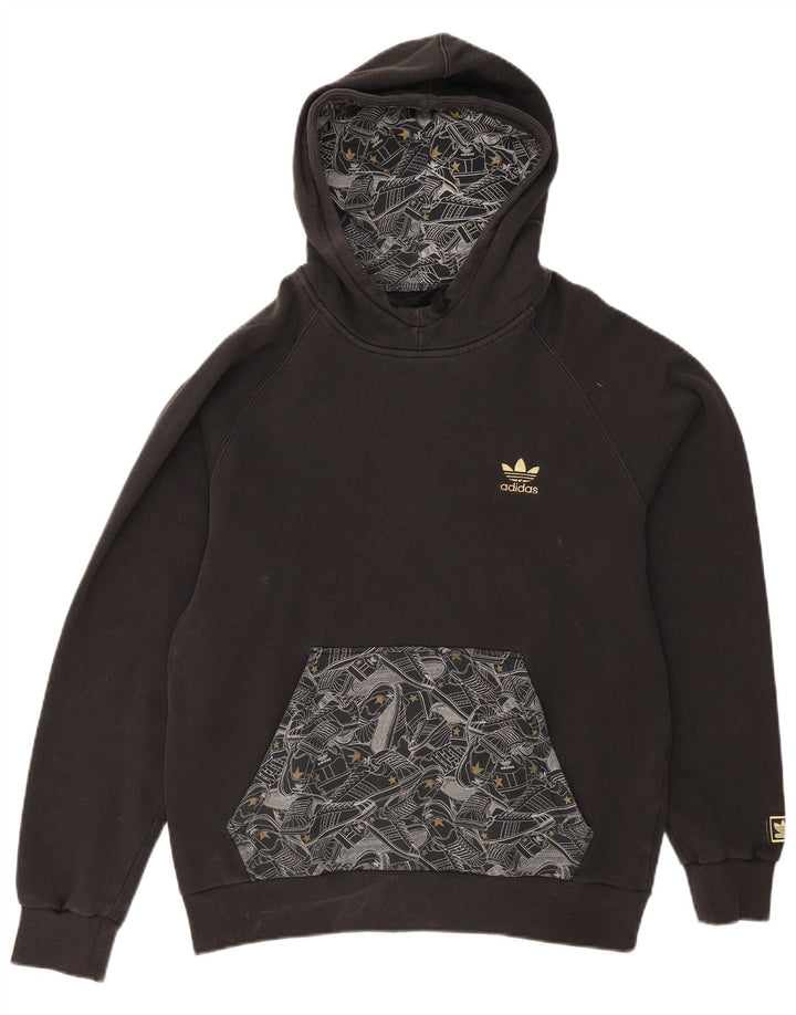 Adidas Mens Hoodie Jumper Large Black Geometric