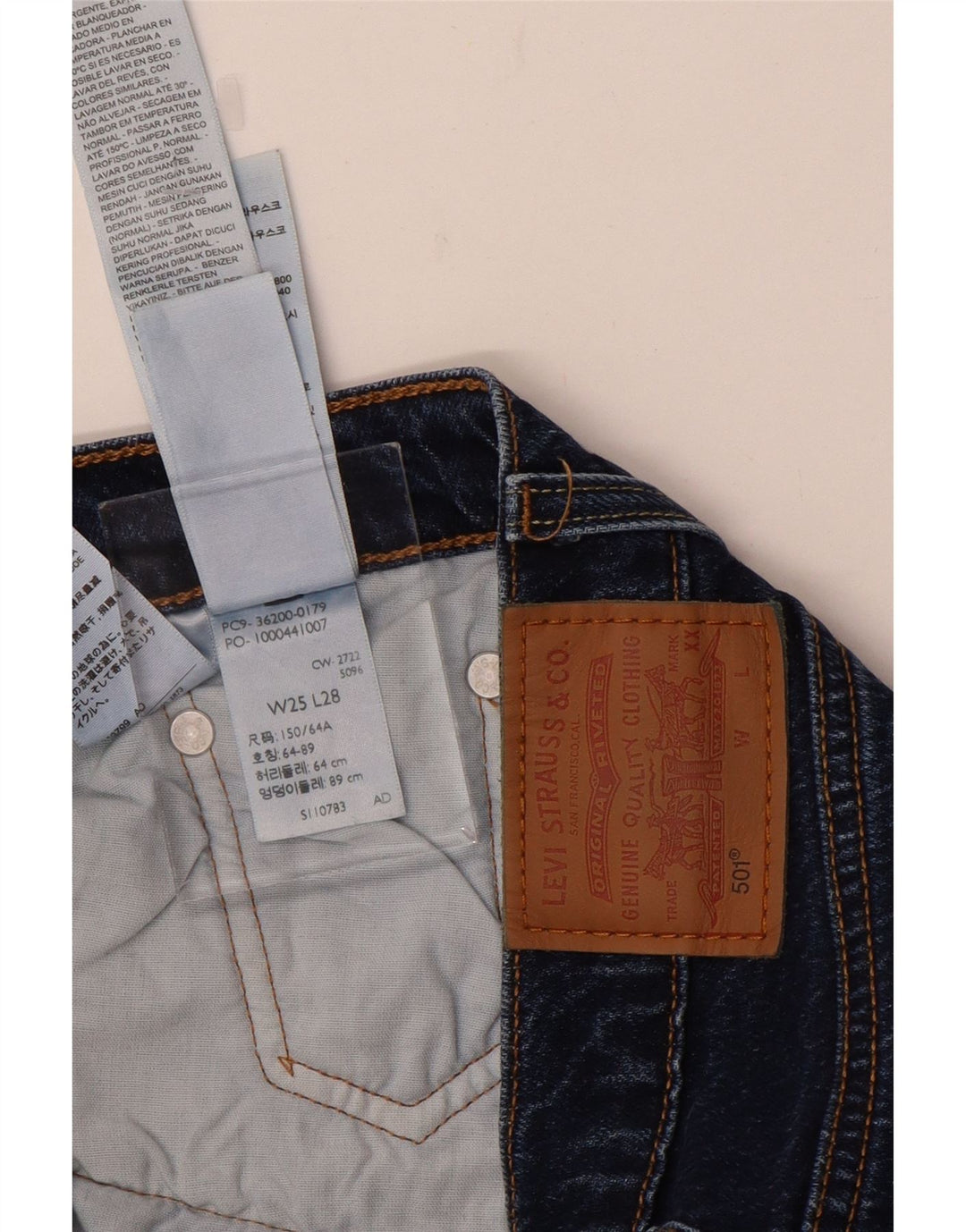 Levi's ženske 501 ravne traperice W25 L28 tamnoplavi pamuk