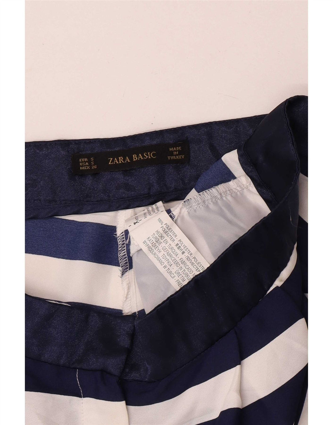 Zara ženske chino kratke hlače male W26 tamnoplavi prugasti poliester