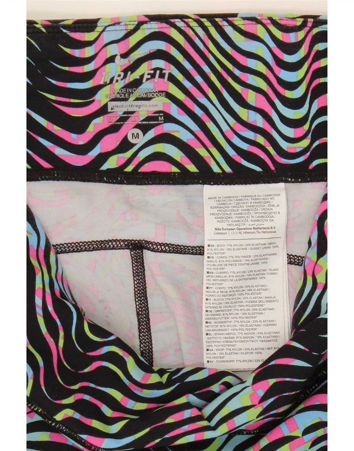 Nike Ženske Dri Fit Leggings UK 12 Srednji raznobojni prugasti najlon