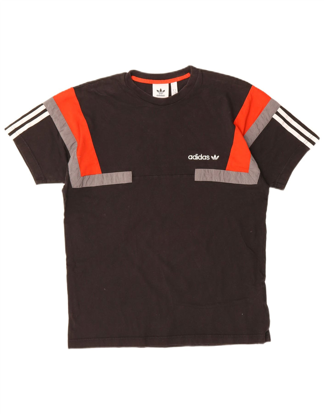 ADIDAS Mens T-Shirt Top Medium Black Colourblock Cotton