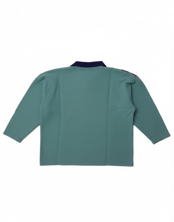 Vintage ženska majica s 3/4 rukavima prekomjerne veličine UK 14 srednje plava