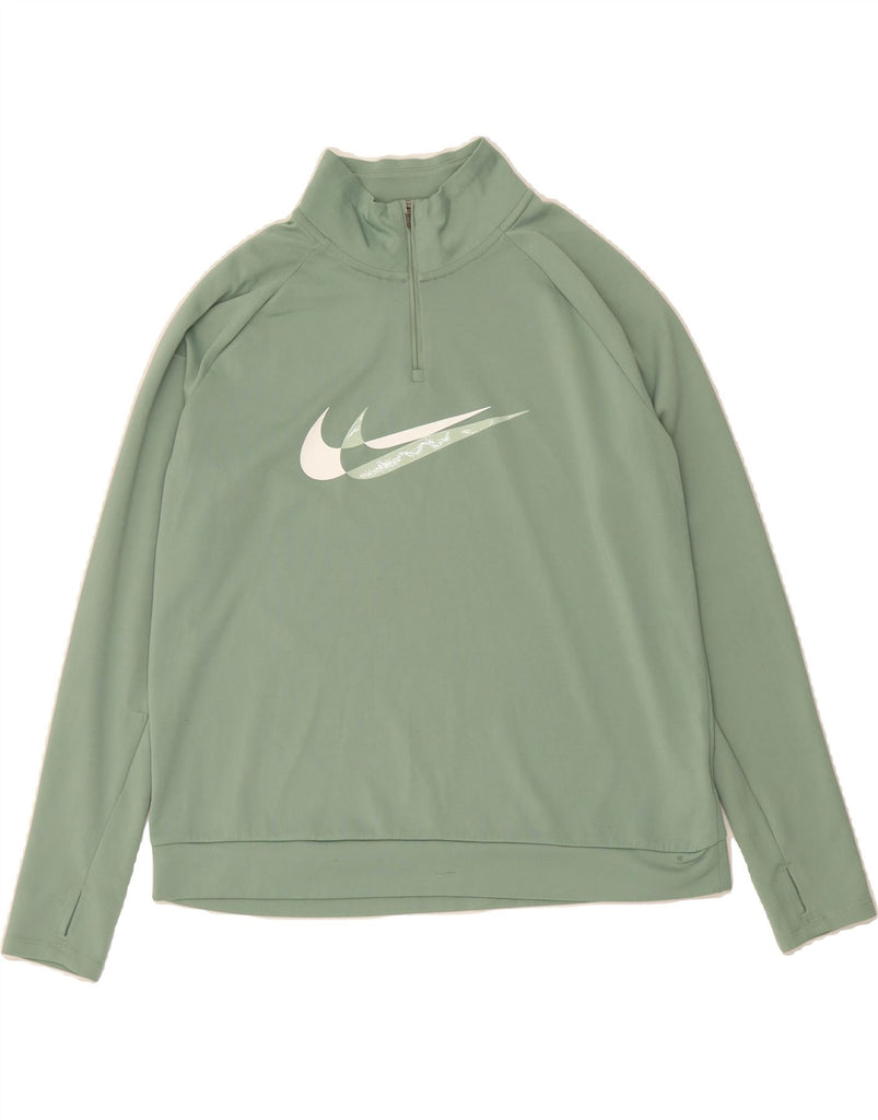 NIKE Womens Dri Fit Graphic Pullover Tracksuit Top UK 14 Medium Green Vintage Nike and Second-Hand Nike from Messina Hembry 