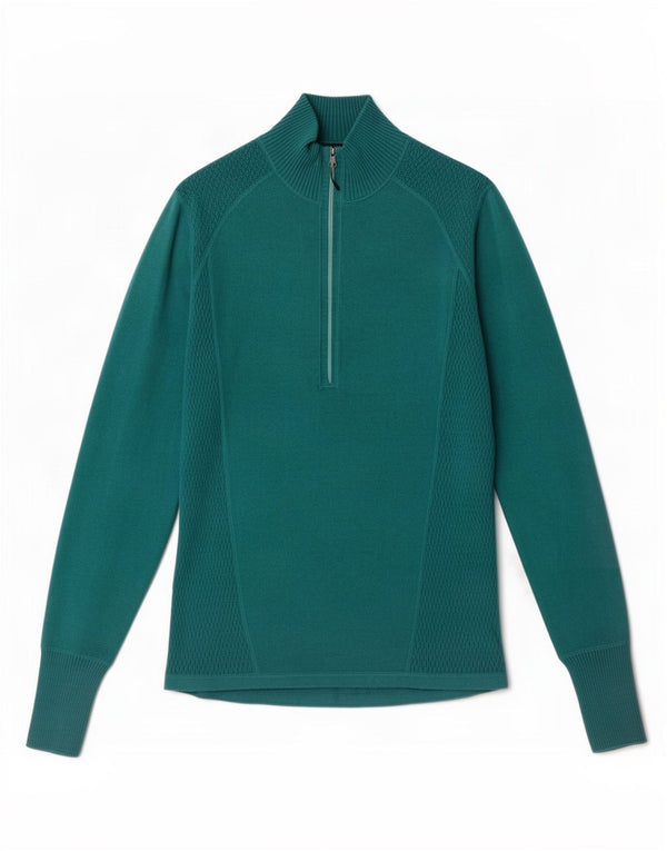 Eddie Bauer Ženski džemper s izrezom s patentnim zatvaračem UK 14 Veliki zeleni pamuk