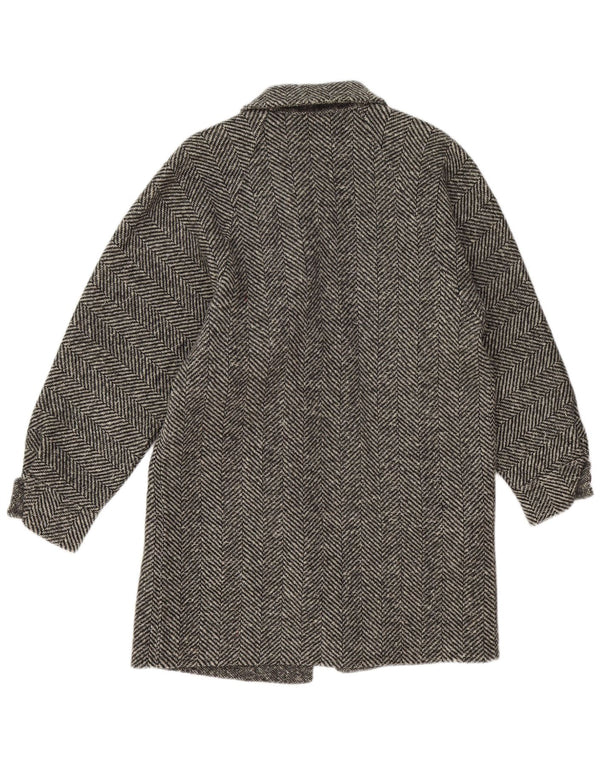 Vintage Womens Overcoat UK 14 Medium Grey Herringbone