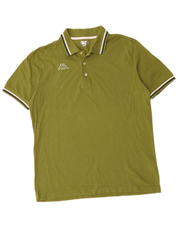 Kappa Mens Polo Shirt XL Green Striped Cotton