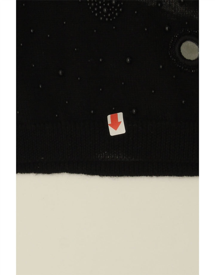 VINTAGE Womens Crew Neck Jumper Sweater EU 38 Medium Black Wool Vintage Vintage and Second-Hand Vintage from Messina Hembry 